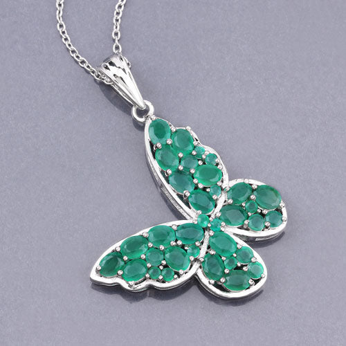 3.13 Carat Genuine Emerald .925 Sterling Silver Pendant  DestGlow