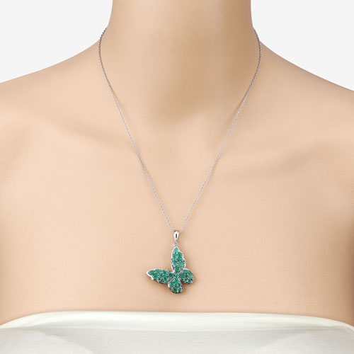 3.13 Carat Genuine Emerald .925 Sterling Silver Pendant  DestGlow