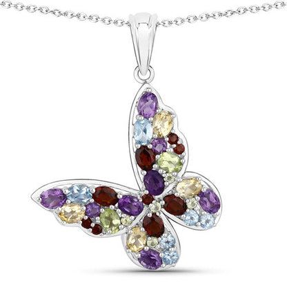 3.80 Carat Genuine Multi Stones .925 Sterling Silver Pendant by Bids.com