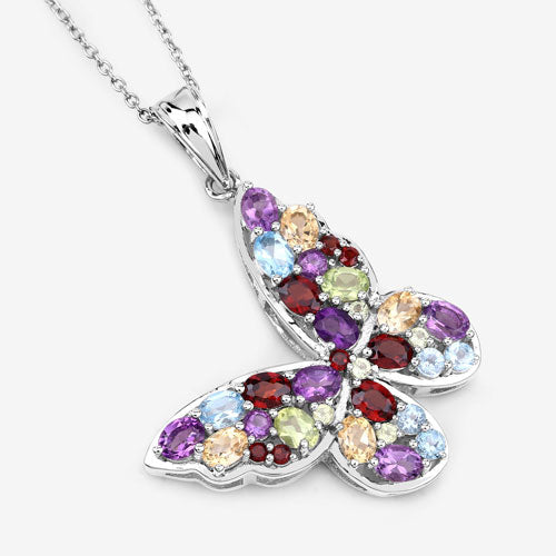 3.80 Carat Genuine Multi Stones .925 Sterling Silver Pendant by Bids.com