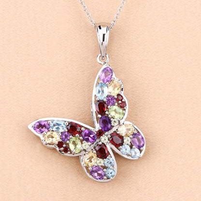 3.80 Carat Genuine Multi Stones .925 Sterling Silver Pendant by Bids.com