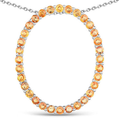 2.88 Carat Genuine Orange Sapphire .925 Sterling Silver Pendant  DestGlow