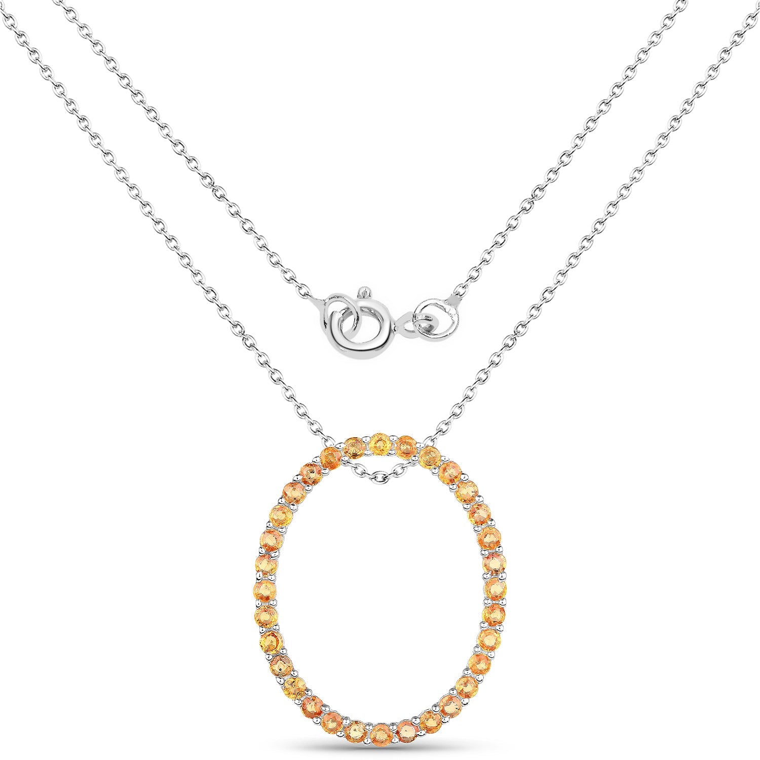 2.88 Carat Genuine Orange Sapphire .925 Sterling Silver Pendant by Avera Group