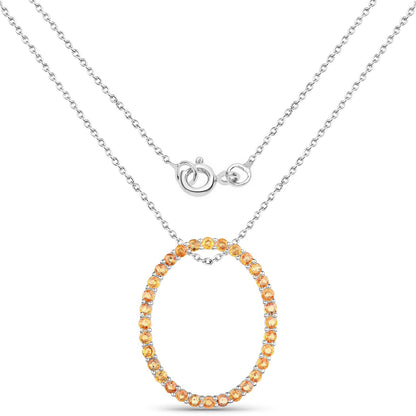 2.88 Carat Genuine Orange Sapphire .925 Sterling Silver Pendant by Avera Group