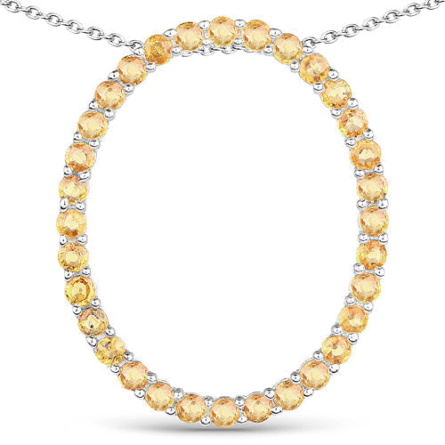 3.84 Carat Genuine Yellow Sapphire .925 Sterling Silver Pendant  DestGlow
