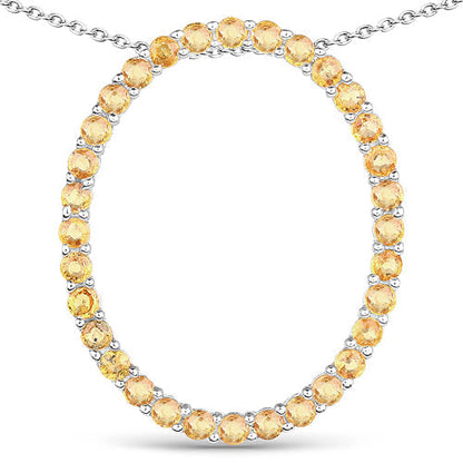 3.84 Carat Genuine Yellow Sapphire .925 Sterling Silver Pendant  DestGlow