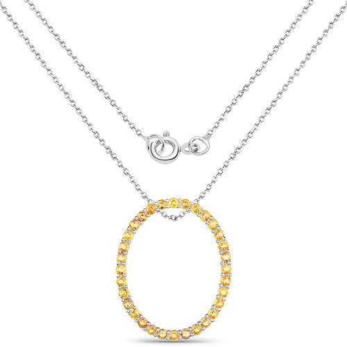 3.84 Carat Genuine Yellow Sapphire .925 Sterling Silver Pendant  DestGlow