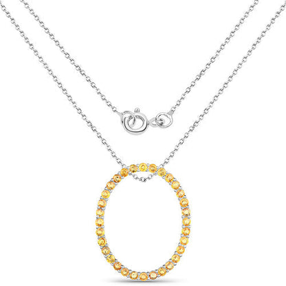 3.84 Carat Genuine Yellow Sapphire .925 Sterling Silver Pendant  DestGlow