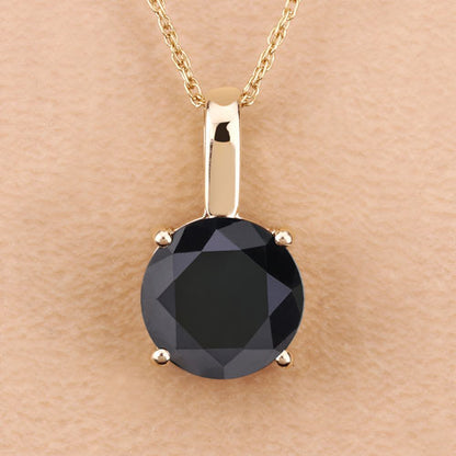 3.12 Carat Genuine Black Diamond 14K Yellow Gold Pendant  DestGlow
