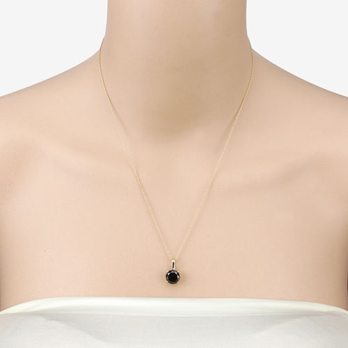 3.12 Carat Genuine Black Diamond 14K Yellow Gold Pendant  DestGlow