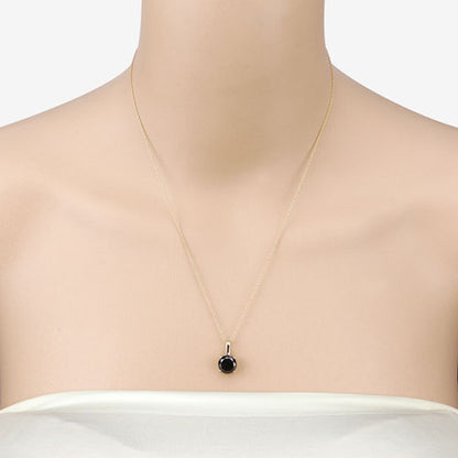 3.12 Carat Genuine Black Diamond 14K Yellow Gold Pendant  DestGlow