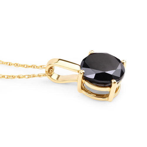 3.12 Carat Genuine Black Diamond 14K Yellow Gold Pendant  DestGlow