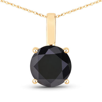 3.12 Carat Genuine Black Diamond 14K Yellow Gold Pendant  DestGlow