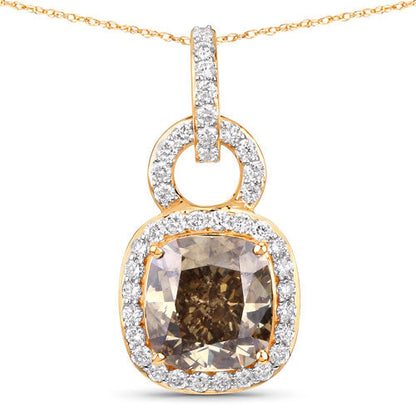 IGI Certified 2.50 Carat Genuine Brown Diamond Center and 0.31cttw White Diamond 18K Yellow Gold Pendant (2.81cttw) by Bids.com