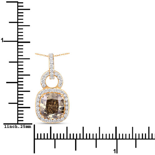 IGI Certified 2.50 Carat Genuine Brown Diamond Center and 0.31cttw White Diamond 18K Yellow Gold Pendant (2.81cttw) by Bids.com