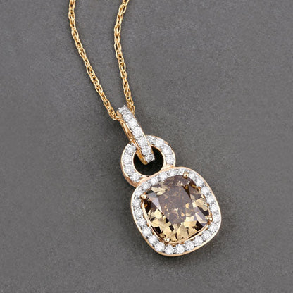 IGI Certified 2.50 Carat Genuine Brown Diamond Center and 0.31cttw White Diamond 18K Yellow Gold Pendant (2.81cttw) by Bids.com