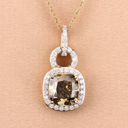 IGI Certified 2.50 Carat Genuine Brown Diamond Center and 0.31cttw White Diamond 18K Yellow Gold Pendant (2.81cttw) by Bids.com