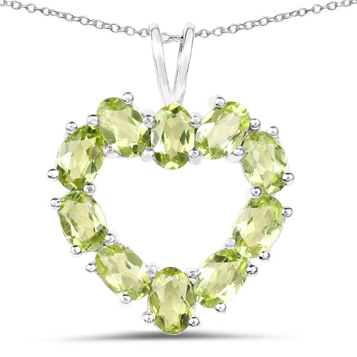 4.50 Carat Genuine Peridot .925 Sterling Silver Pendant  DestGlow