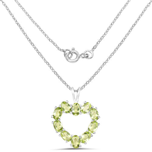 4.50 Carat Genuine Peridot .925 Sterling Silver Pendant  DestGlow
