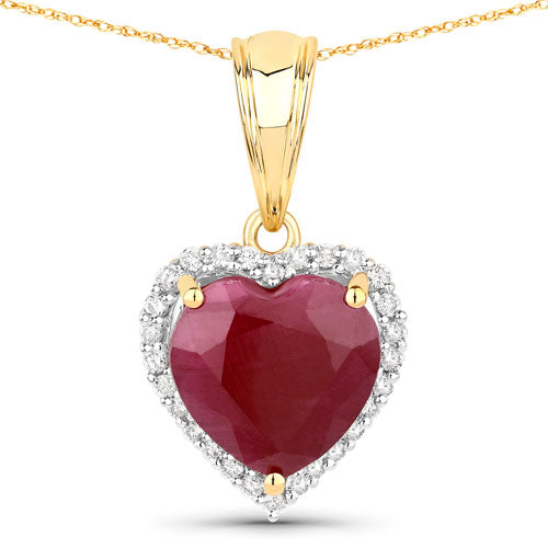 4.47 Carat Genuine Ruby and White Diamond 14K Yellow Gold Pendant by Bids.com