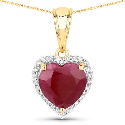 4.47 Carat Genuine Ruby and White Diamond 14K Yellow Gold Pendant by Bids.com