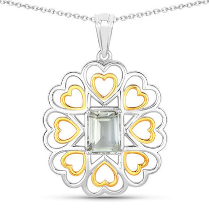 2.10 Carat Genuine Green Amethyst .925 Sterling Silver Pendant by Bids.com