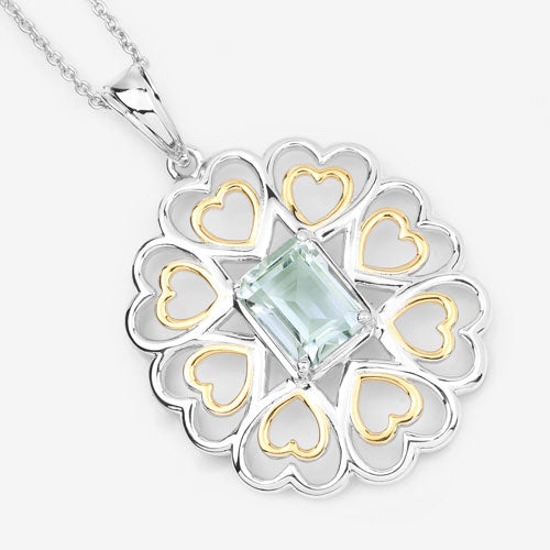 2.10 Carat Genuine Green Amethyst .925 Sterling Silver Pendant by Bids.com