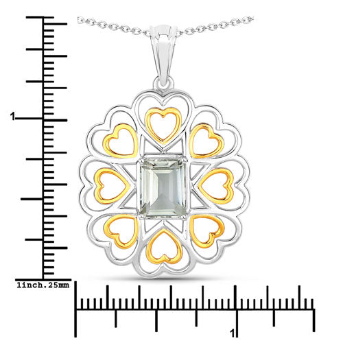 2.10 Carat Genuine Green Amethyst .925 Sterling Silver Pendant by Bids.com
