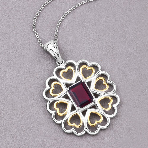 2.55 Carat Genuine Garnet .925 Sterling Silver Pendant by Bids.com