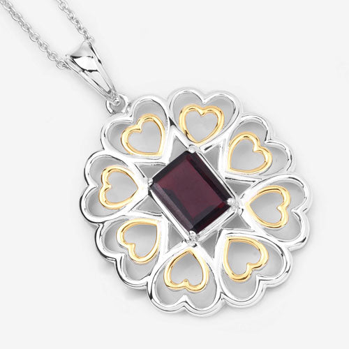 2.55 Carat Genuine Garnet .925 Sterling Silver Pendant by Bids.com