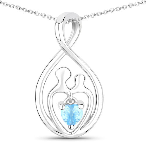 0.13 Carat Genuine Swiss Blue Topaz .925 Sterling Silver Pendant  DestGlow