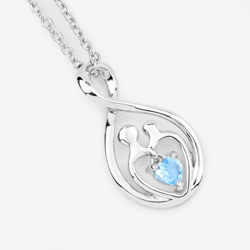 0.13 Carat Genuine Swiss Blue Topaz .925 Sterling Silver Pendant  DestGlow
