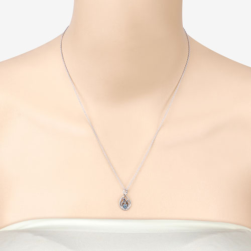0.13 Carat Genuine Swiss Blue Topaz .925 Sterling Silver Pendant  DestGlow