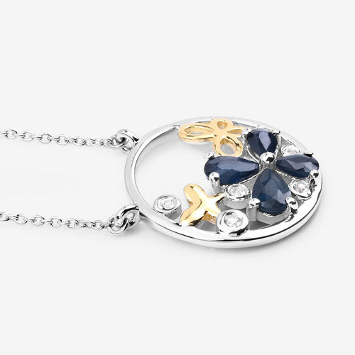 1.41 Carat Genuine Blue Sapphire and White Topaz .925 Sterling Silver Pendant by Bids.com