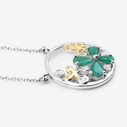 1.35 Carat Genuine Emerald and White Topaz .925 Sterling Silver Pendant by Bids.com