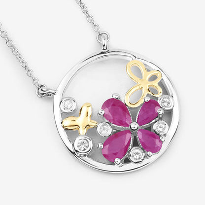 1.47 Carat Genuine Ruby and White Topaz .925 Sterling Silver Pendant by Bids.com