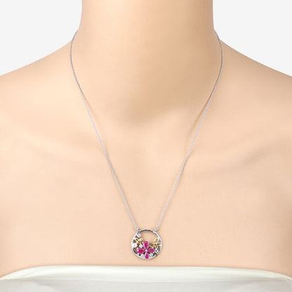1.47 Carat Genuine Ruby and White Topaz .925 Sterling Silver Pendant by Bids.com
