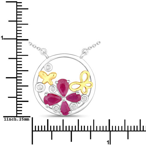 1.47 Carat Genuine Ruby and White Topaz .925 Sterling Silver Pendant by Bids.com