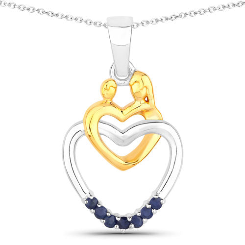 0.14 Carat Genuine Blue Sapphire .925 Sterling Silver Pendant by Bids.com