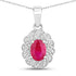 0.95 Carat Genuine Ruby and White Diamond 10K White Gold Pendant by Bids.com