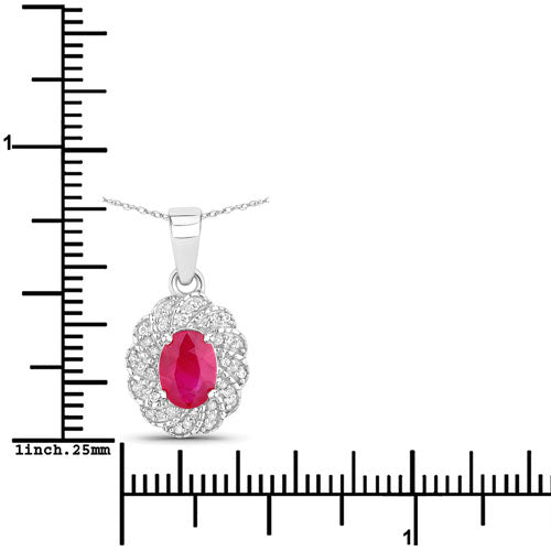 0.95 Carat Genuine Ruby and White Diamond 10K White Gold Pendant by Bids.com