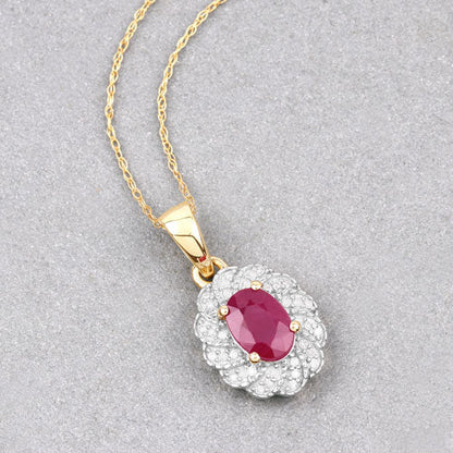 0.95 Carat Genuine Ruby and White Diamond 10K Yellow Gold Pendant by Bids.com