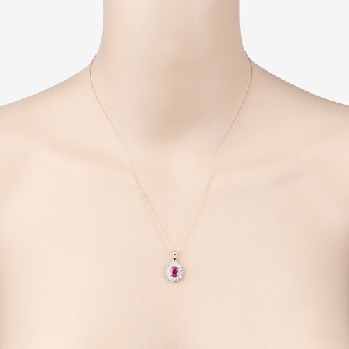0.95 Carat Genuine Ruby and White Diamond 10K Yellow Gold Pendant by Bids.com