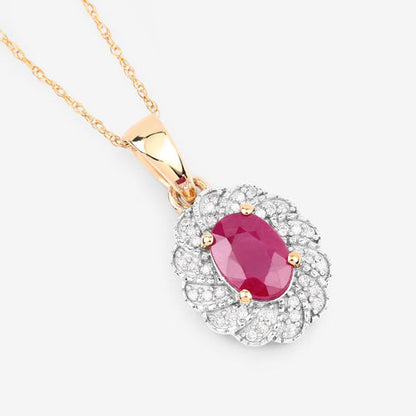 0.95 Carat Genuine Ruby and White Diamond 10K Yellow Gold Pendant by Bids.com
