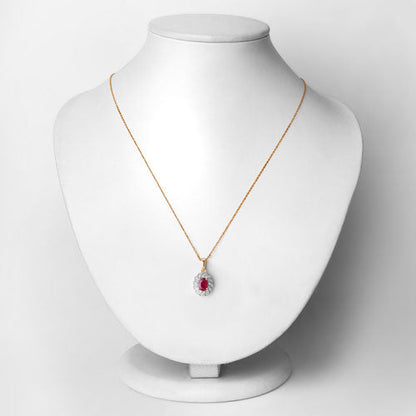 0.95 Carat Genuine Ruby and White Diamond 10K Yellow Gold Pendant by Bids.com