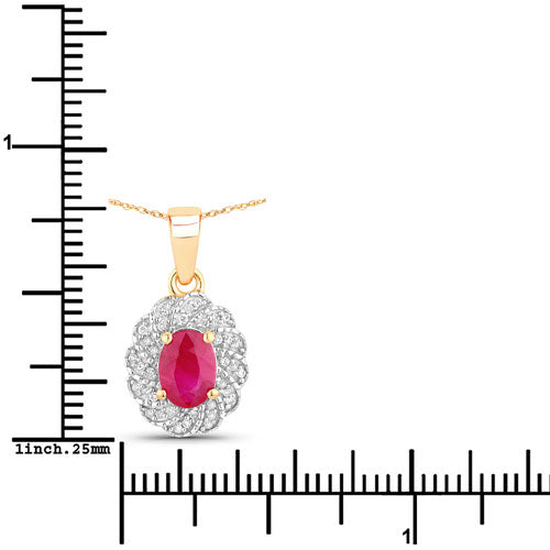0.95 Carat Genuine Ruby and White Diamond 10K Yellow Gold Pendant by Bids.com