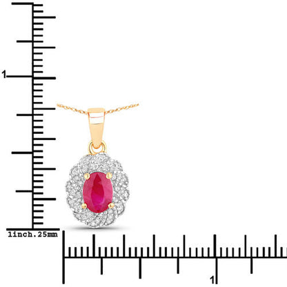 0.95 Carat Genuine Ruby and White Diamond 10K Yellow Gold Pendant by Bids.com