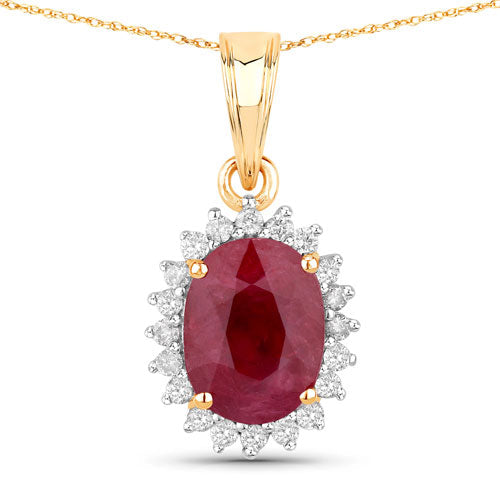 1.60 Carat Genuine Ruby and White Diamond 10K Yellow Gold Pendant by Bids.com