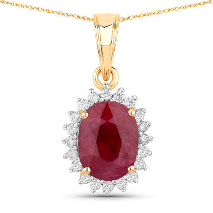 1.60 Carat Genuine Ruby and White Diamond 10K Yellow Gold Pendant by Bids.com