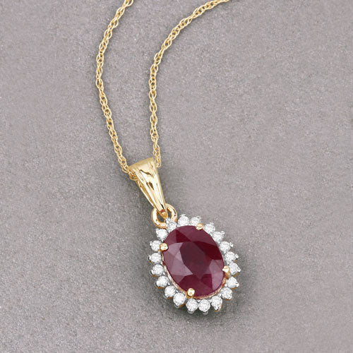 1.60 Carat Genuine Ruby and White Diamond 10K Yellow Gold Pendant by Bids.com